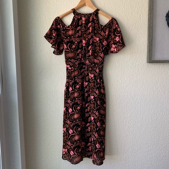 A.L.C Dress Cold Shoulder Floral High Low Silk Dress Size 0 - Picture 11 of 13